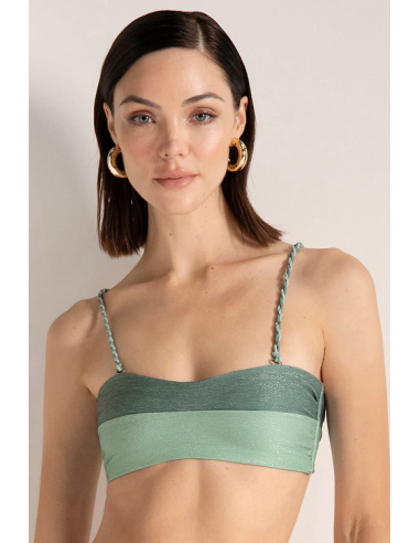 TOP STRAPLESS VERDE METALIZADO