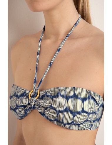 TOP BIKINI STRAPLESS - AZUL/MARFIL